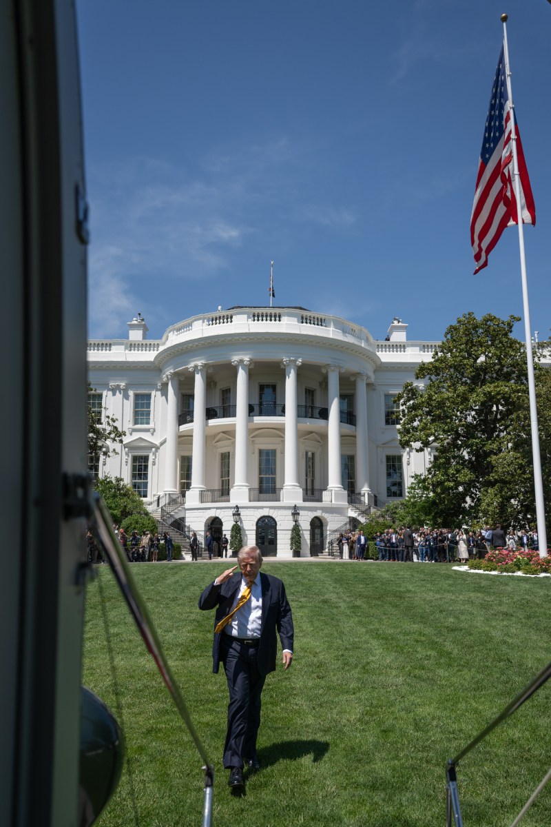 President Donald J. Trump boards Marine One on the South Lawn of the White House, Tuesday, May 12, 2026, en route to Joint Base Andrews for a trip to Beijing, China. (Official White House Photo by Molly Riley)