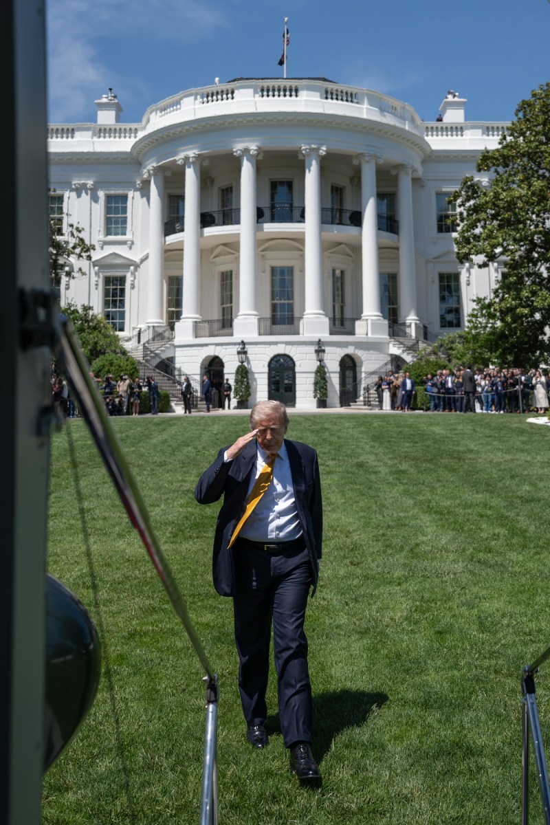 President Donald J. Trump boards Marine One on the South Lawn of the White House, Tuesday, May 12, 2026, en route to Joint Base Andrews for a trip to Beijing, China. (Official White House Photo by Molly Riley)