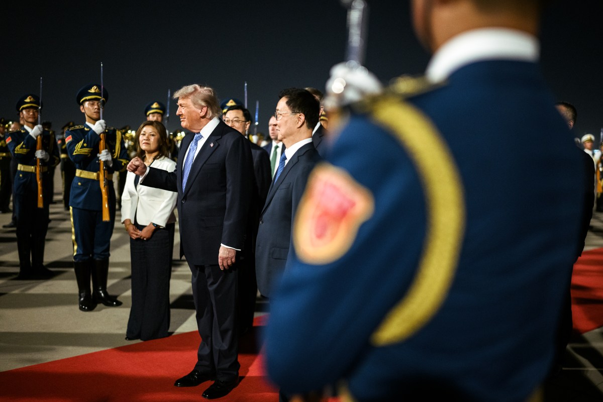 President Donald J. Trump participates in an arrival ceremony at Beijing International Airport, Wednesday, May 13, 2026. (Official White House Photo by Daniel Torok)
