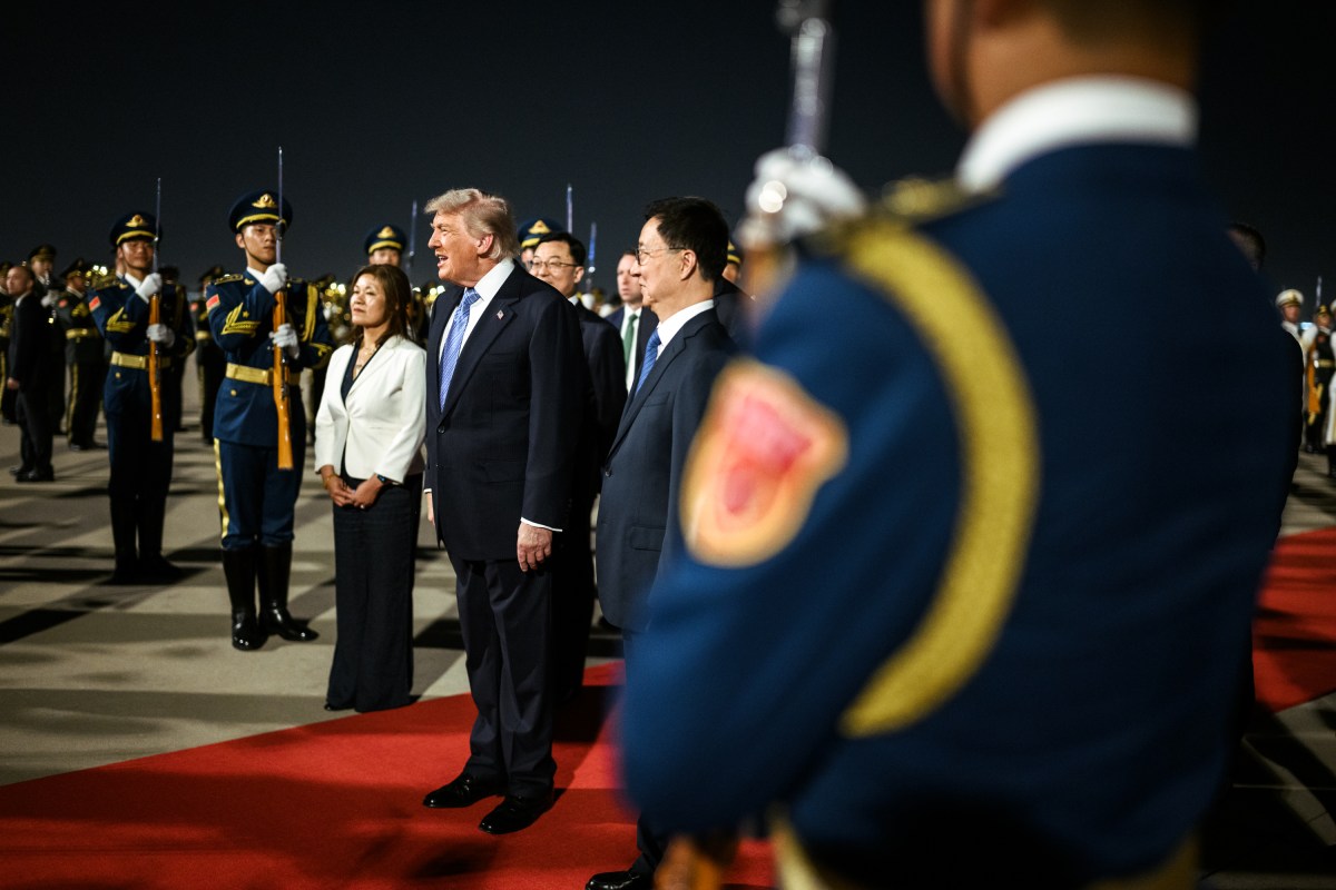 President Donald J. Trump participates in an arrival ceremony at Beijing International Airport, Wednesday, May 13, 2026. (Official White House Photo by Daniel Torok)