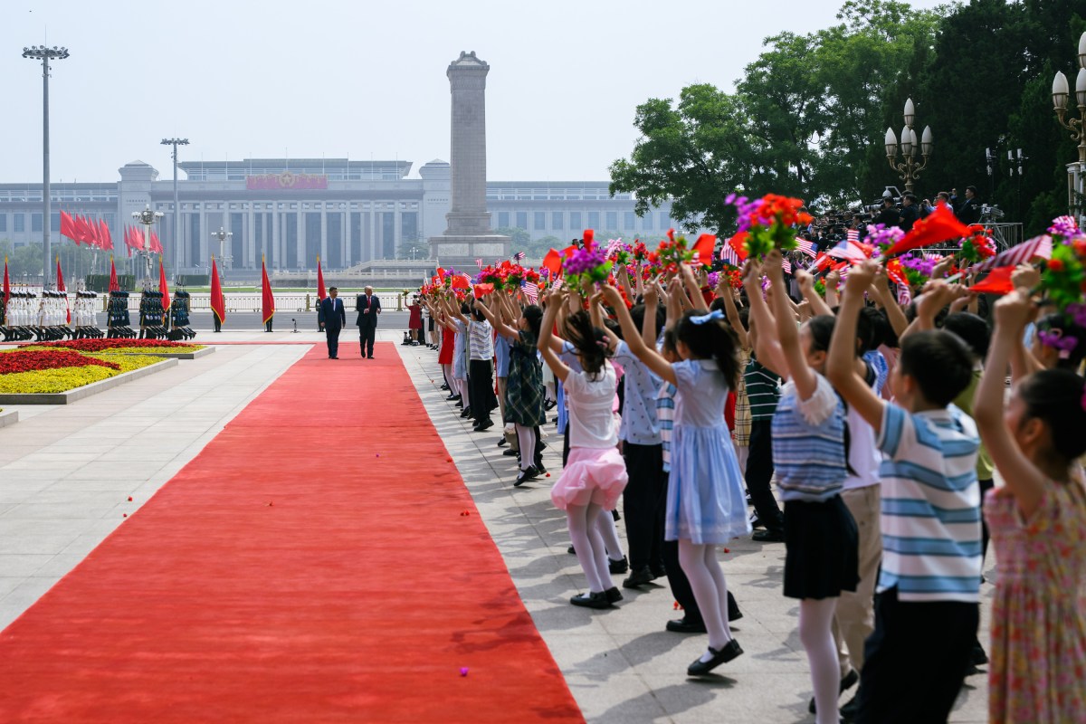 President Donald J. Trump participates in a welcome ceremony with President Xi Jinping of the People’s Republic of China, Thursday, May 14, 2026, at the Great Hall of the People in Beijing, China. (Official White House Photo by Daniel Torok)
