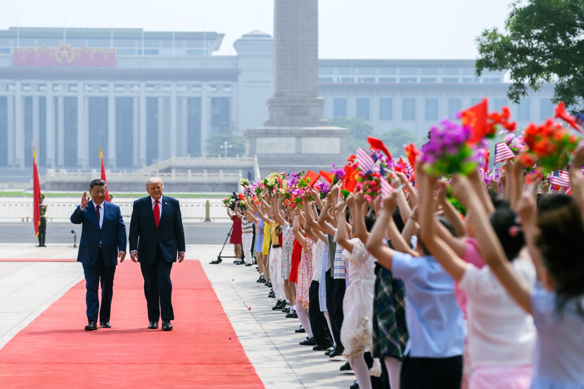 President Donald J. Trump participates in a welcome ceremony with President Xi Jinping of the People’s Republic of China, Thursday, May 14, 2026, at the Great Hall of the People in Beijing, China. (Official White House Photo by Daniel Torok)