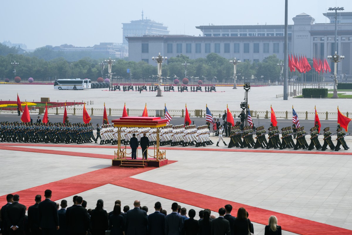 President Donald J. Trump participates in a welcome ceremony with President Xi Jinping of the People’s Republic of China, Thursday, May 14, 2026, at the Great Hall of the People in Beijing, China. (Official White House Photo by Daniel Torok)
