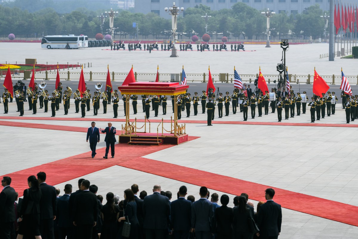 President Donald J. Trump participates in a welcome ceremony with President Xi Jinping of the People’s Republic of China, Thursday, May 14, 2026, at the Great Hall of the People in Beijing, China. (Official White House Photo by Daniel Torok)