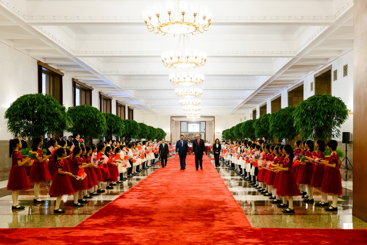 President Donald J. Trump participates in a welcome ceremony with President Xi Jinping of the People’s Republic of China, Thursday, May 14, 2026, at the Great Hall of the People in Beijing, China. (Official White House Photo by Daniel Torok)