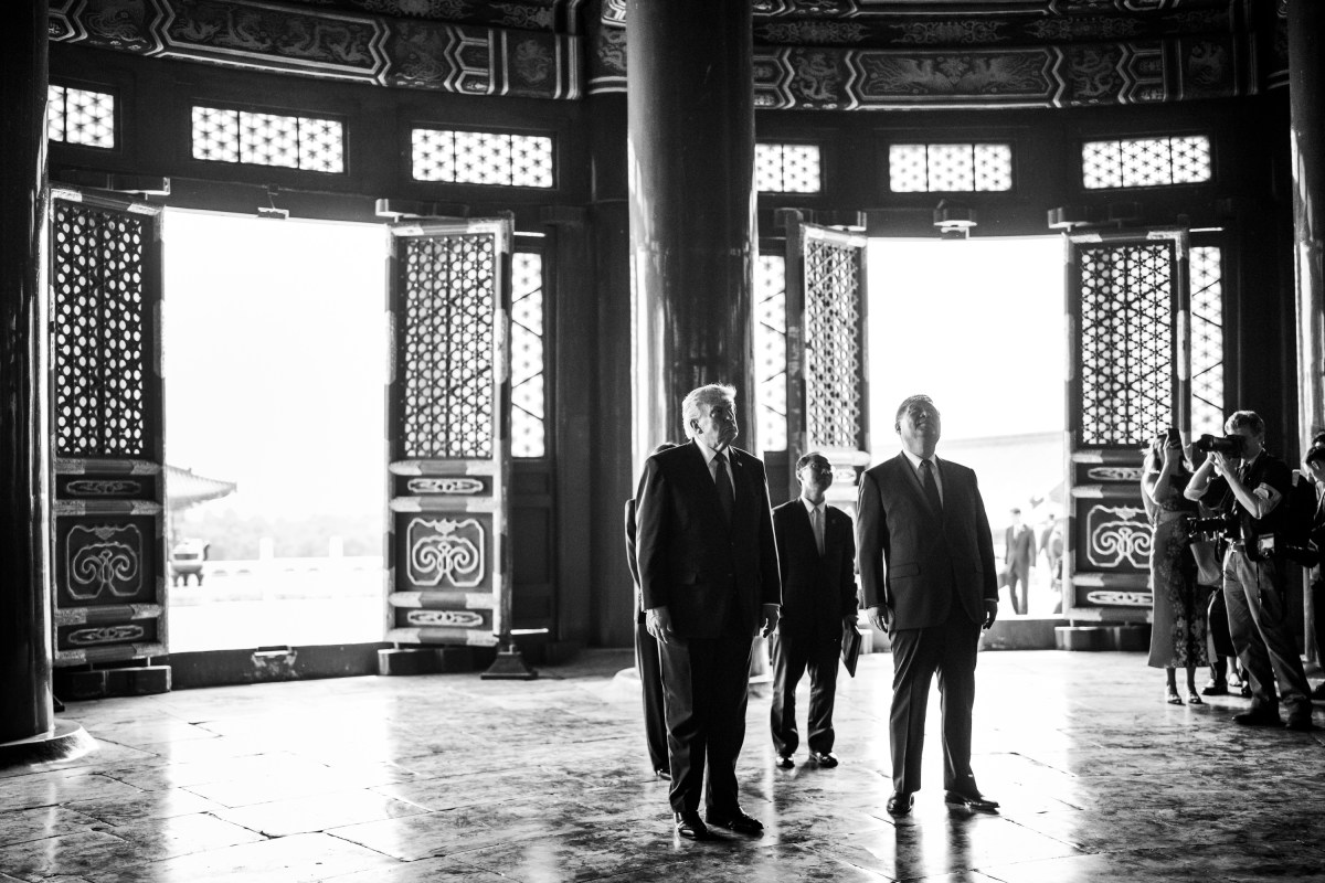 President Donald J. Trump tours the Hall of Prayer of Good Harvest with President Xi Jinping of the People’s Republic of China, Thursday, May 14, 2026, at the Temple of Heaven in Beijing. (Official White House Photo by Daniel Torok)