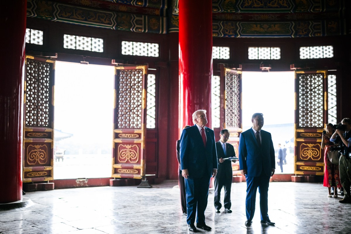 President Donald J. Trump tours the Hall of Prayer of Good Harvest with President Xi Jinping of the People’s Republic of China, Thursday, May 14, 2026, at the Temple of Heaven in Beijing. (Official White House Photo by Daniel Torok)
