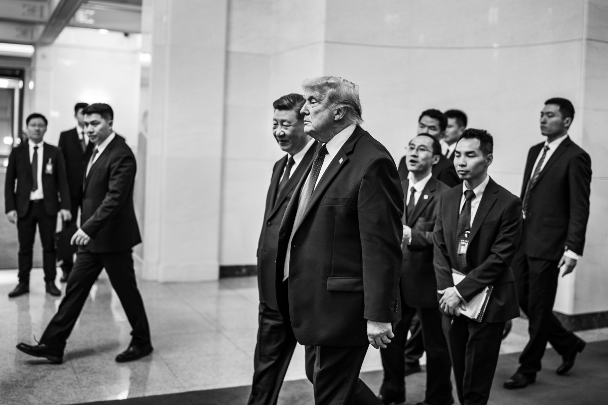 President Donald J. Trump speaks with guests after attending a State Banquet with President Xi Jinping of the People’s Republic of China, Thursday, May 14, 2026, in the Great Hall of the People in Beijing, China. (Official White House Photo by Daniel Torok)