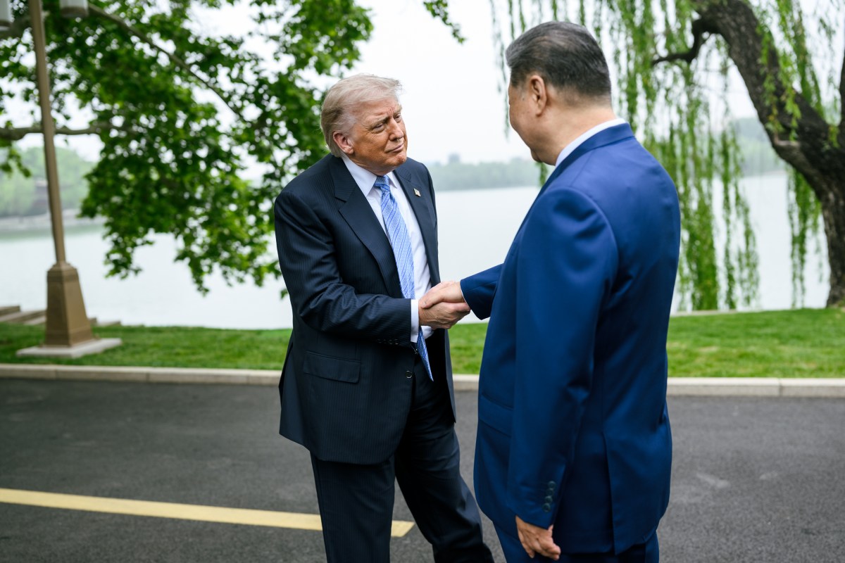 President Donald J. Trump greets President Xi Jinping of the People’s Republic of China at Zhongnanhai in Beijing, China, Friday, May 15, 2026. (Official White House Photo by Daniel Torok)