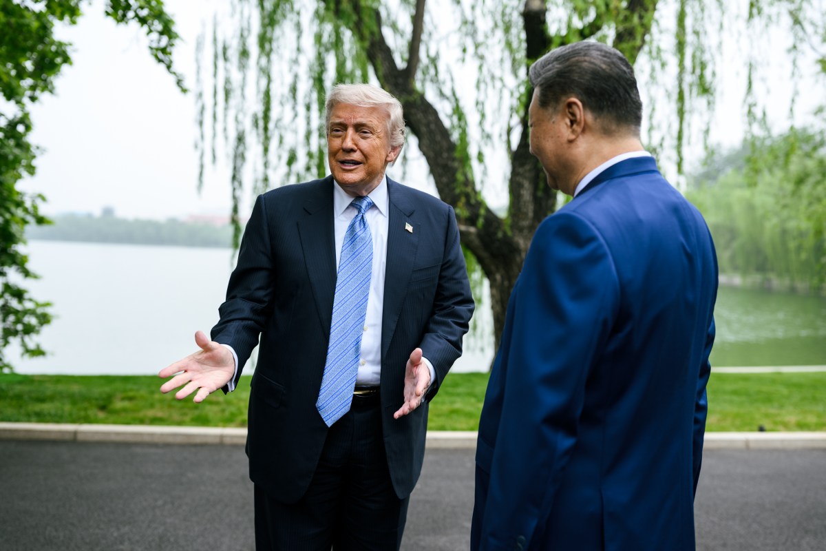 President Donald J. Trump greets President Xi Jinping of the People’s Republic of China at Zhongnanhai in Beijing, China, Friday, May 15, 2026. (Official White House Photo by Daniel Torok)