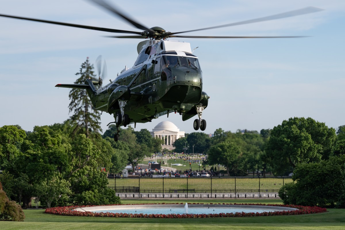 Marine One with President Donald J. Trump aboard, returns to the South Lawn of the White House from a trip to China, Friday, May 15, 2026.  (Official White House Photo by Molly Riley)