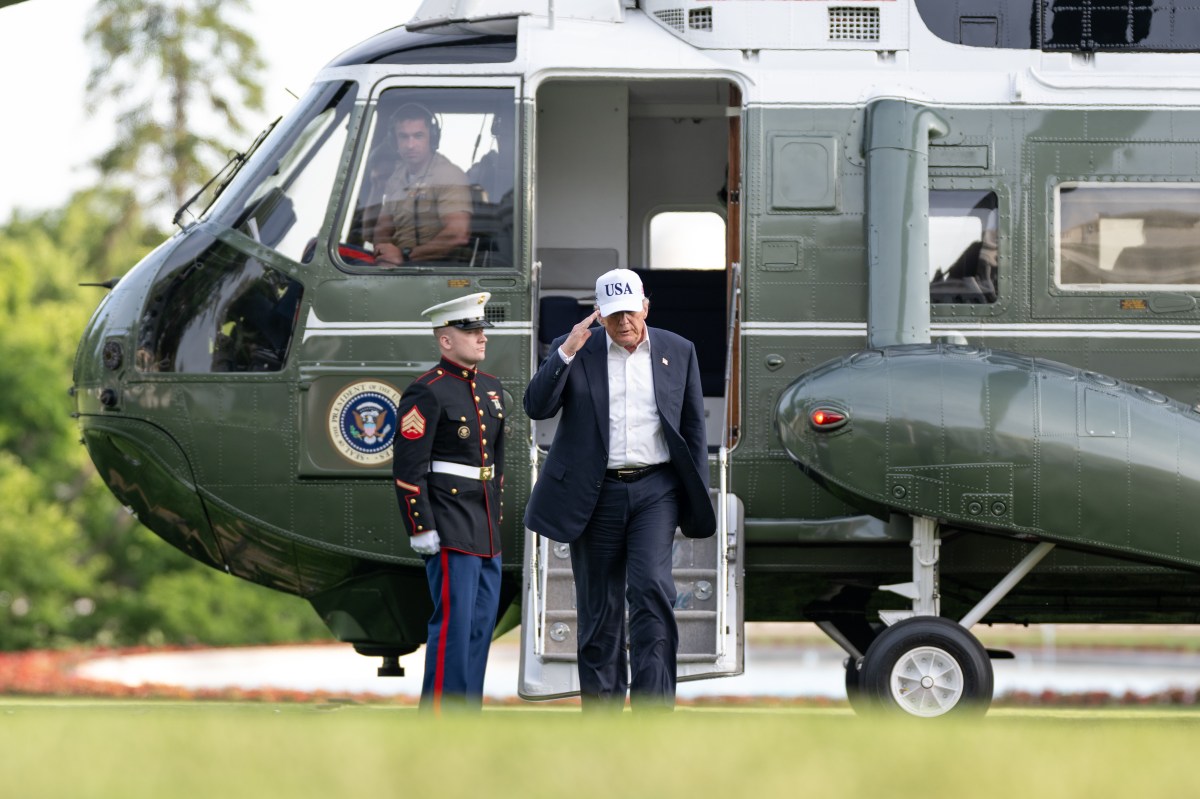 President Donald J. Trump disembarks Marine One on the South Lawn of the White House as he returns from a trip to China, Friday, May 15, 2026.  (Official White House Photo by Molly Riley)