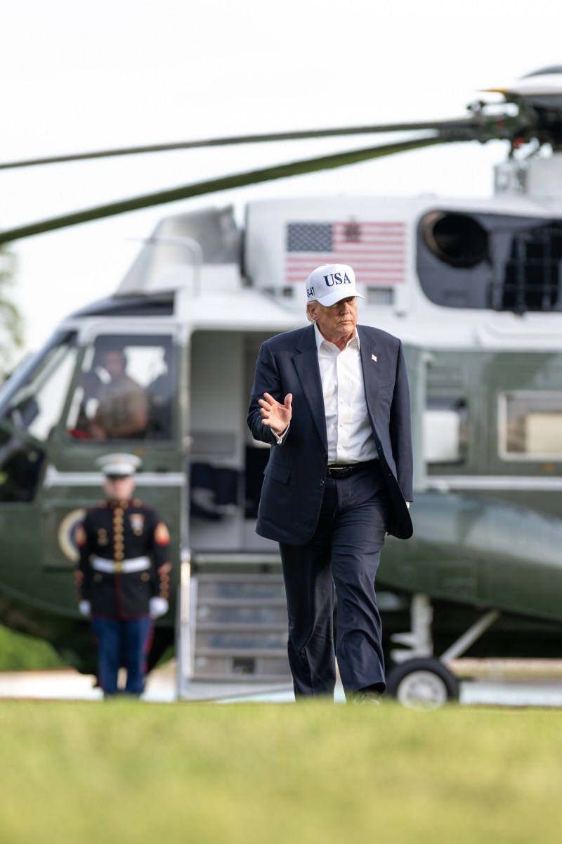 President Donald J. Trump disembarks Marine One on the South Lawn of the White House as he returns from a trip to China, Friday, May 15, 2026.  (Official White House Photo by Molly Riley)