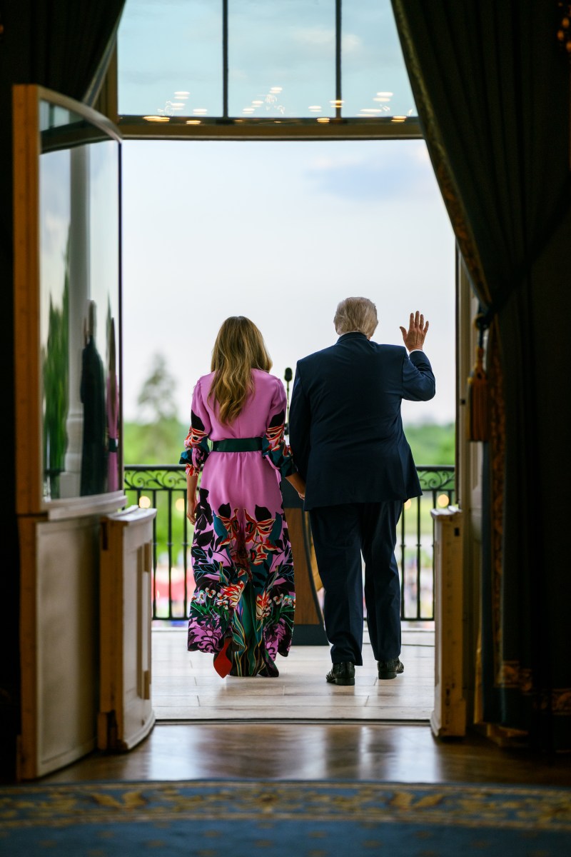 President Donald J. Trump and First Lady Melania Trump greet the crowd from the Blue Room Balcony during the Congressional Picnic on the South Lawn, Tuesday, May 19, 2026. (Official White House Photo by Daniel Torok)