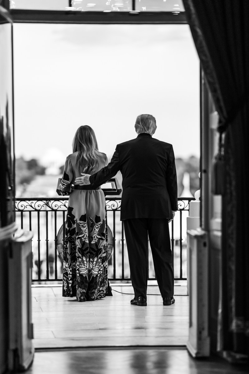 President Donald J. Trump and First Lady Melania Trump greet the crowd from the Blue Room Balcony during the Congressional Picnic on the South Lawn, Tuesday, May 19, 2026. (Official White House Photo by Daniel Torok)