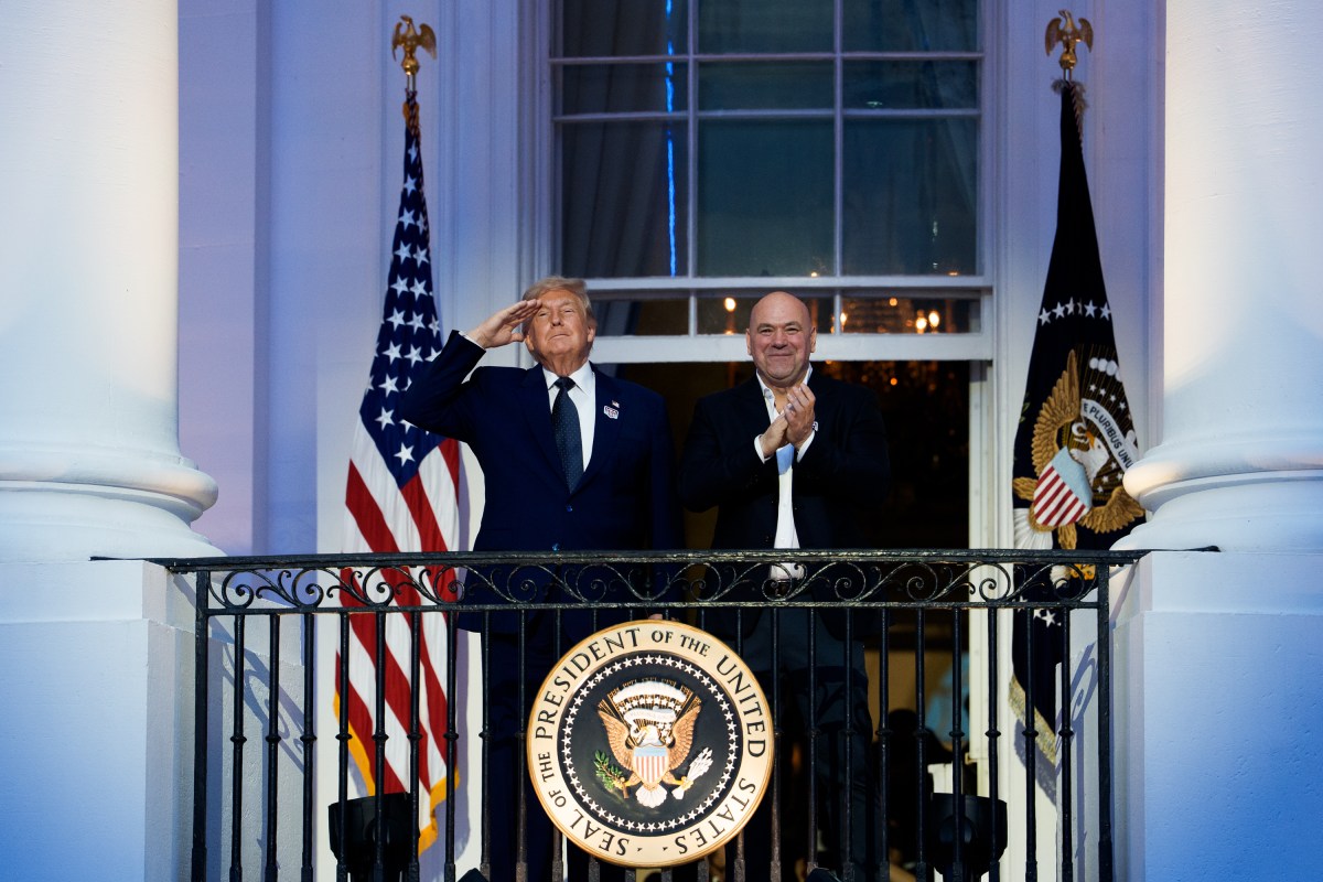 President Donald J. Trump and First Lady Melania Trump attend UFC Freedom 250, the mixed martial arts event produced by the Ultimate Fighting Championship, Sunday, June 14, 2026, on the South Lawn of the White House. (Official White House Photo by Andrea Hanks)