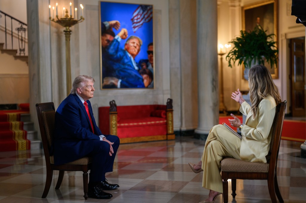 President Donald J. Trump sits for an interview with Fox News host and daughter-in-law Lara Trump in the State Floor of the White House, Thursday, May 28, 2026. (Official White House Photo by Molly Riley)