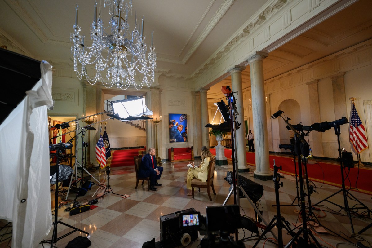 President Donald J. Trump sits for an interview with Fox News host and daughter-in-law Lara Trump in the State Floor of the White House, Thursday, May 28, 2026. (Official White House Photo by Molly Riley)