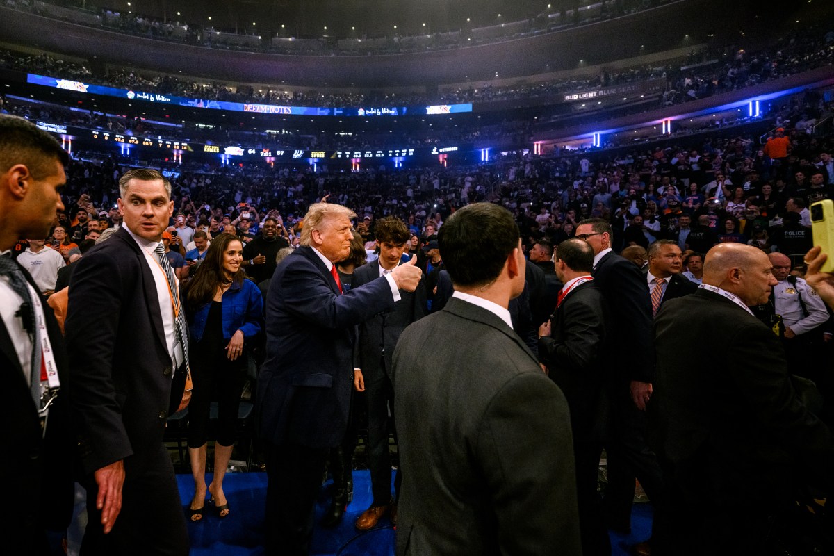 President Donald J. Trump attends Game 3 of the NBA finals between the New York Knicks and the San Antonio Spurs, Monday, June 8, 2026, at Madison Square Garden in New York City. (Official White House Photo by Daniel Torok)