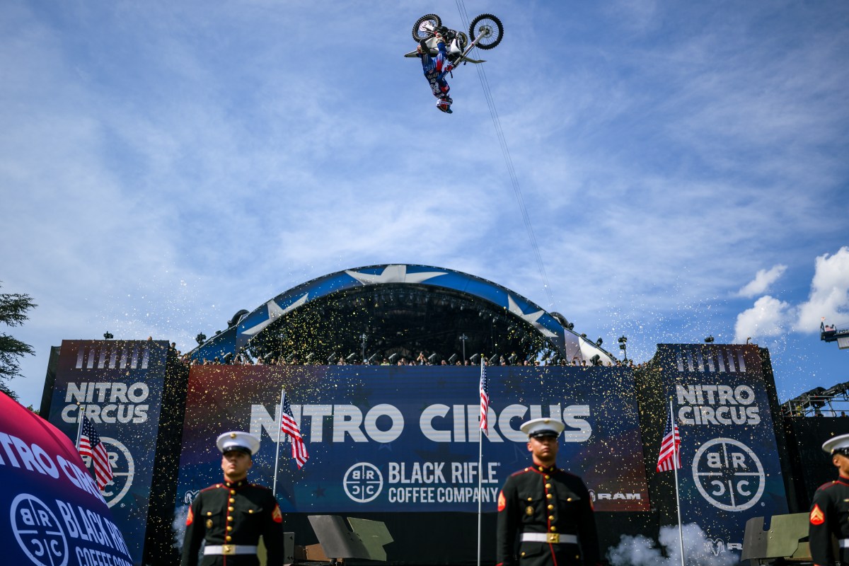 Travis Pastrana and members of the Nitro Circus team perform motorcycle stunts on the South Lawn of the White House ahead of UFC Freedom 250, Saturday, June 13, 2026. (Official White House Photo by Daniel Torok)