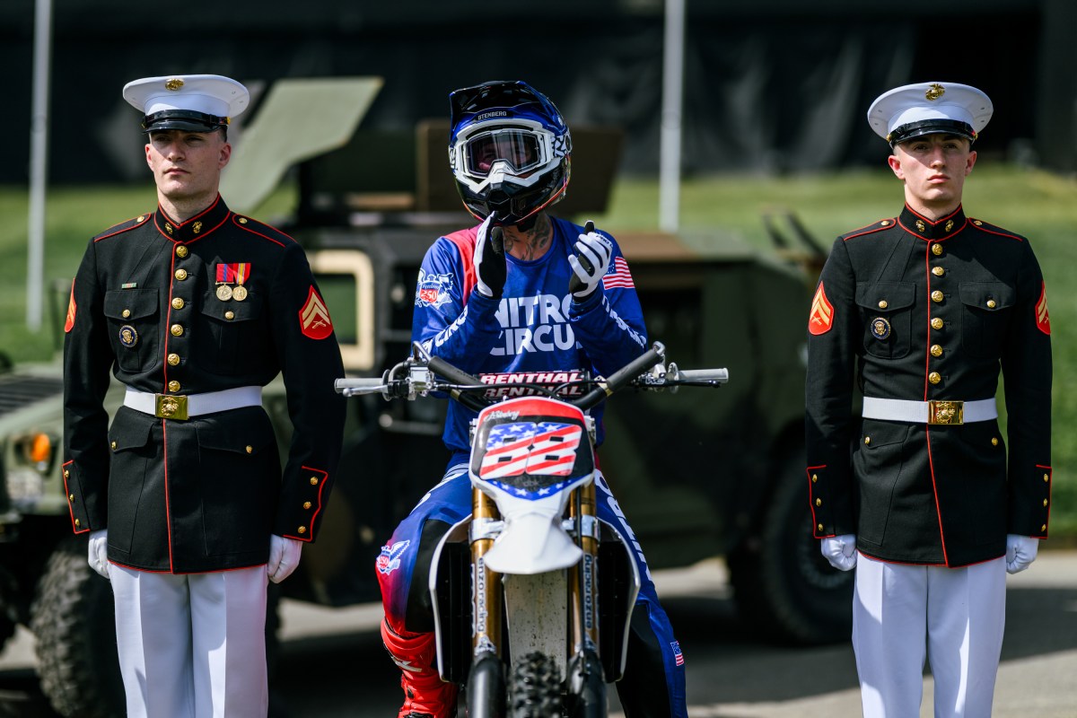 Travis Pastrana and members of the Nitro Circus team perform motorcycle stunts on the South Lawn of the White House ahead of UFC Freedom 250, Saturday, June 13, 2026. (Official White House Photo by Daniel Torok)