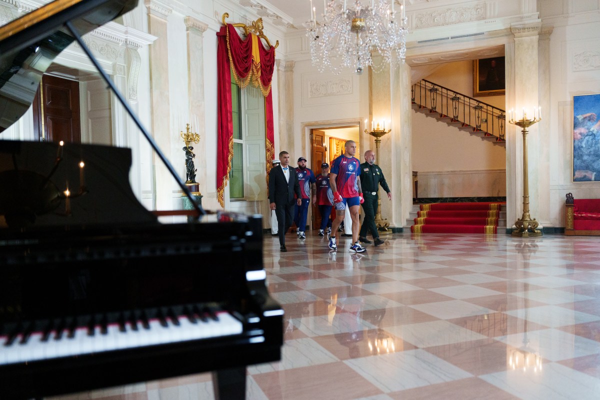 Alex Pereira in the Cross Hall before his bout at the UFC Freedom 250, the mixed martial arts event produced by the Ultimate Fighting Championship, Sunday, June 14, 2026, on the South Lawn of the White House. (Official White House Photo by Abe McNatt)