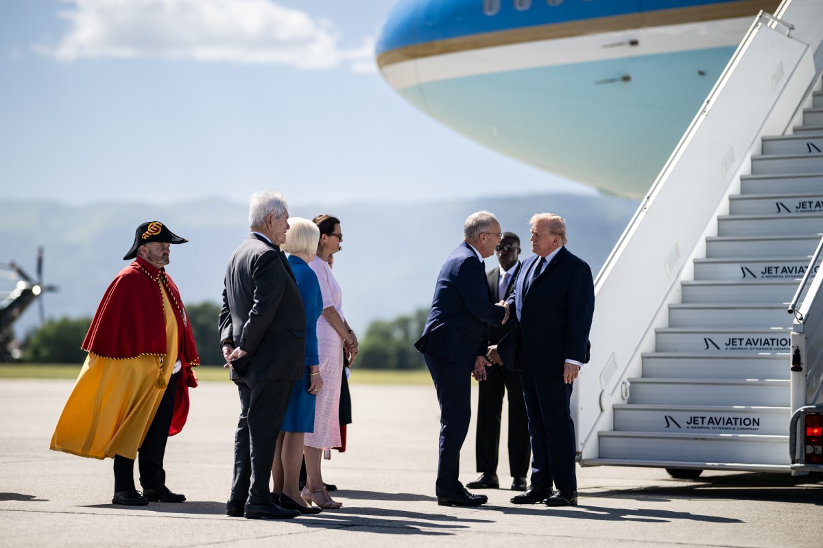 President Donald J. Trump disembarks Air Force One at Geneva Airport, Switzerland on Monday, June 15, 2026, en route the G7 in Evian-les-Bains, France.  (Official White House Photo by Daniel Torok)
