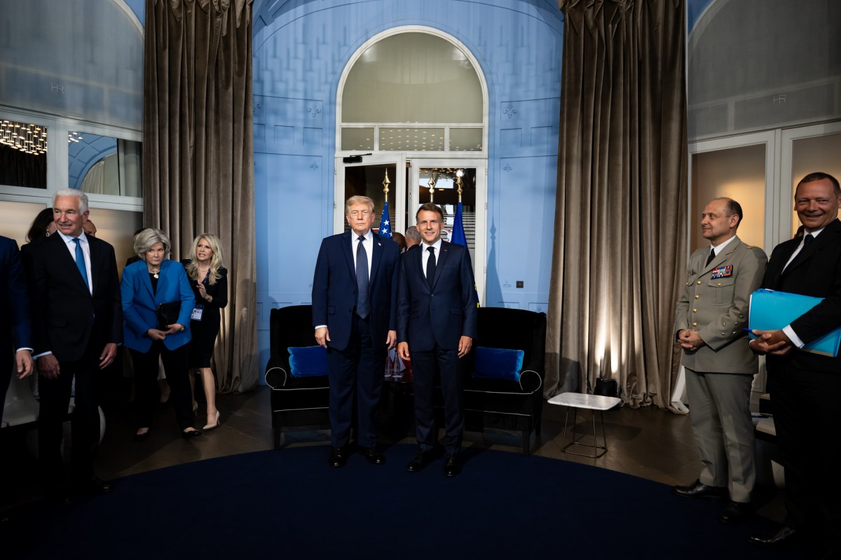 President Donald J. Trump participates in a bilateral meeting with President Emmanuel Macron of France at the Hotel Royal Evian, Monday, June 15, 2026, during the G7 in Evians-les-Bains, France. (Official White House Photo by Daniel Torok)