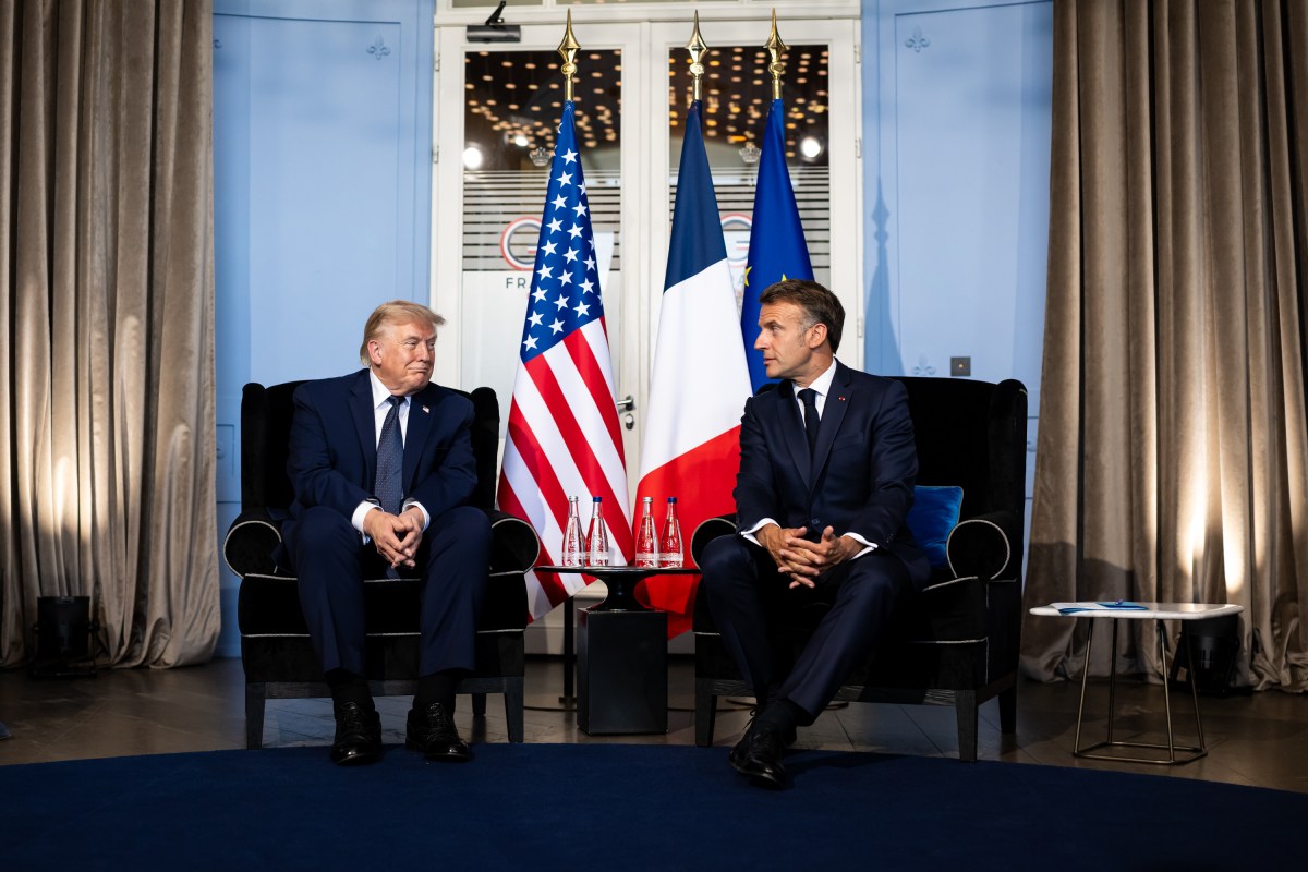 President Donald J. Trump participates in a bilateral meeting with President Emmanuel Macron of France at the Hotel Royal Evian, Monday, June 15, 2026, during the G7 in Evians-les-Bains, France. (Official White House Photo by Daniel Torok)