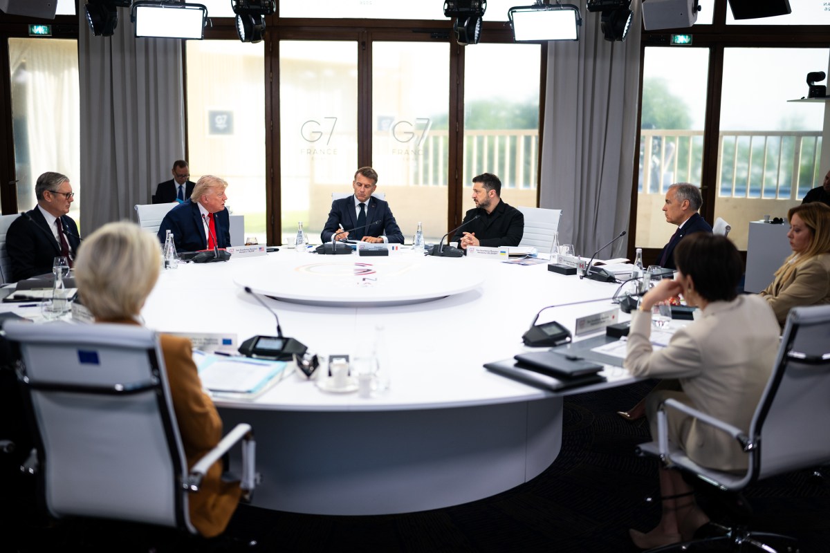 President Donald J. Trump attends G7 working session I, on Ukraine, at the Hotel Royal Evian, Tuesday, June 16, 2026, in Evian-les-Bains, France.  (Official White House Photo by Daniel Torok)