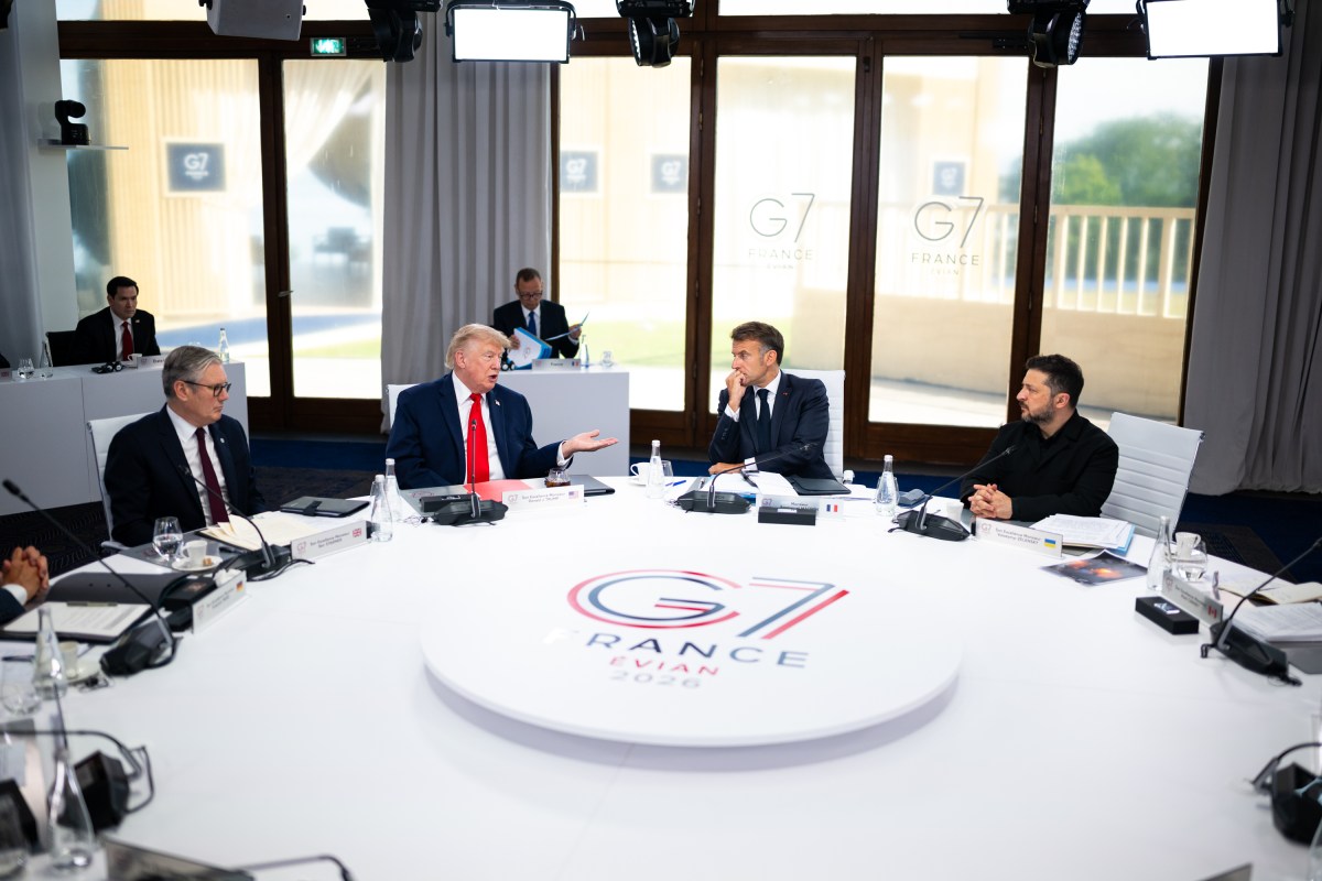 President Donald J. Trump attends G7 working session I, on Ukraine, at the Hotel Royal Evian, Tuesday, June 16, 2026, in Evian-les-Bains, France.  (Official White House Photo by Daniel Torok)