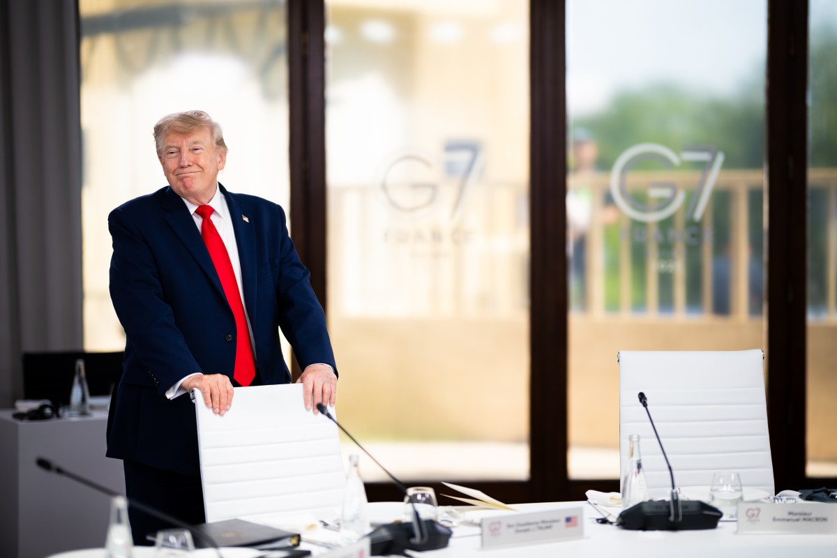 President Donald J. Trump attends the G7 working session II, on the Middle East, at the Hotel Royal Evian, Tuesday, June 16, 2026, in Evian-les-Bains, France.  (Official White House Photo by Daniel Torok)