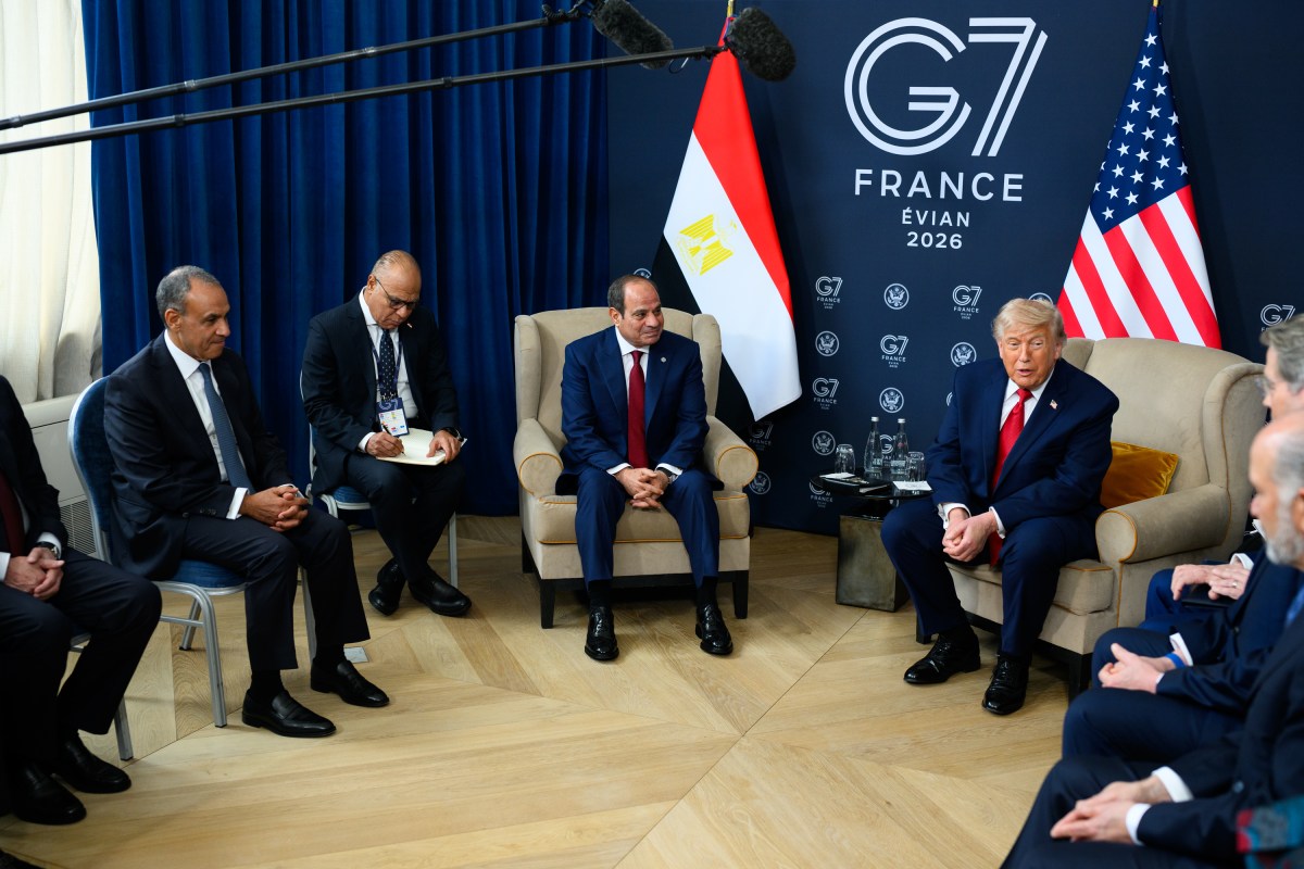 President Donald J. Trump participates in a bilateral meeting with President Abdel Fattah Saeed Hussein Khalil el-Sisi of Egypt, Wednesday, June 17, 2026, at the Hotel Royal Evian on the margins of the G7 in Evian-les-Bains, France.  (Official White House Photo by Daniel Torok)