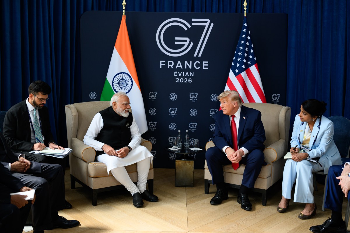 President Donald J. Trump participates in a bilateral meeting with Prime Minister Narendra Modi of India, Wednesday, June 17, 2026, at the Hotel Royal Evian on the margins of the G7 in Evian-les-Bains, France.  (Official White House Photo by Daniel Torok)