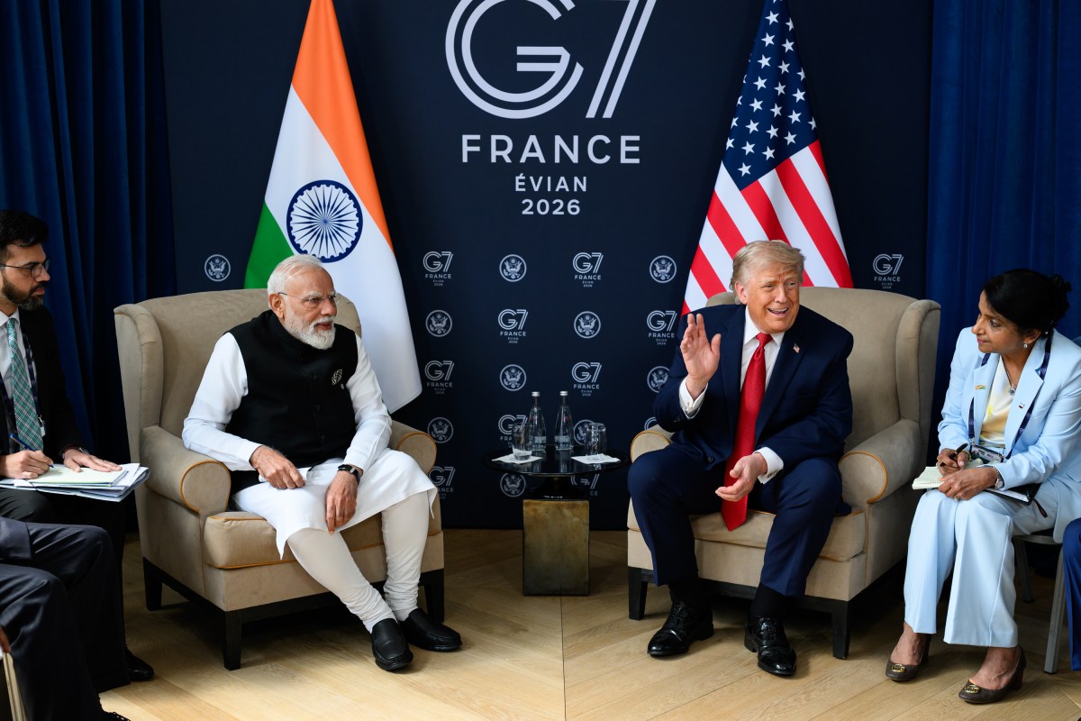 President Donald J. Trump participates in a bilateral meeting with Prime Minister Narendra Modi of India, Wednesday, June 17, 2026, at the Hotel Royal Evian on the margins of the G7 in Evian-les-Bains, France.  (Official White House Photo by Daniel Torok)