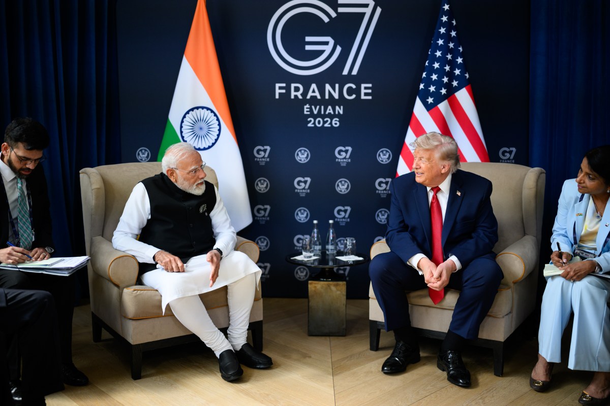 President Donald J. Trump participates in a bilateral meeting with Prime Minister Narendra Modi of India, Wednesday, June 17, 2026, at the Hotel Royal Evian on the margins of the G7 in Evian-les-Bains, France.  (Official White House Photo by Daniel Torok)