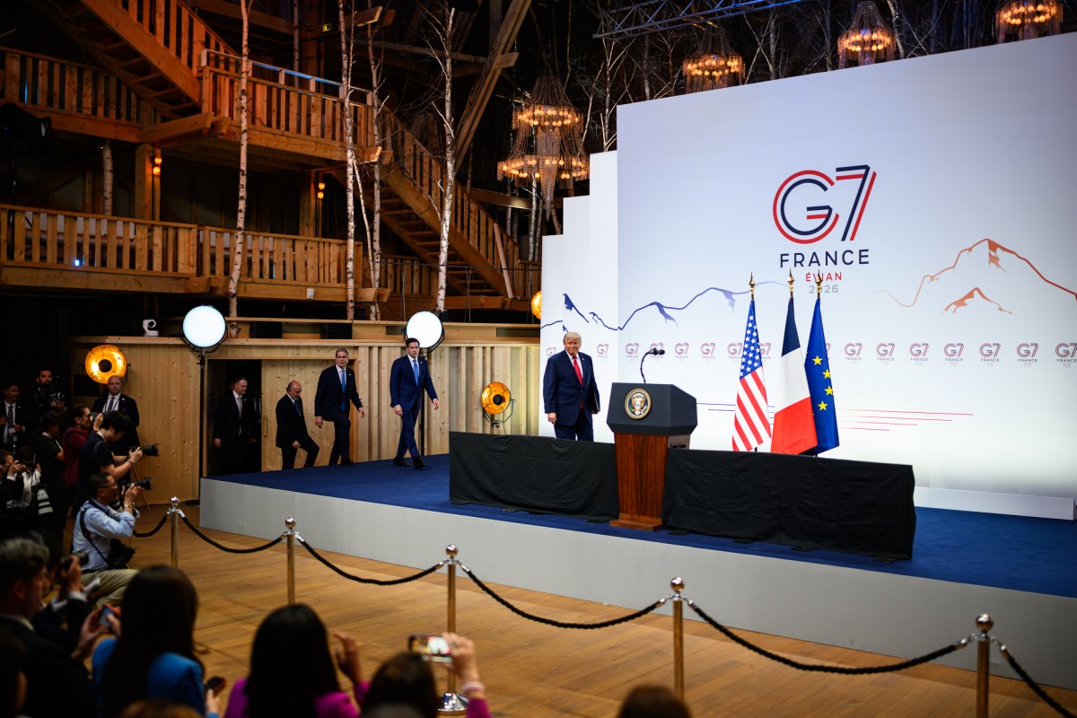 President Donald J. Trump participates in a press conference at the G7, Wednesday, June 17, 2026, at La Grange au Lac in Evian-les-Bains, France. (Official White House Photo by Daniel Torok)