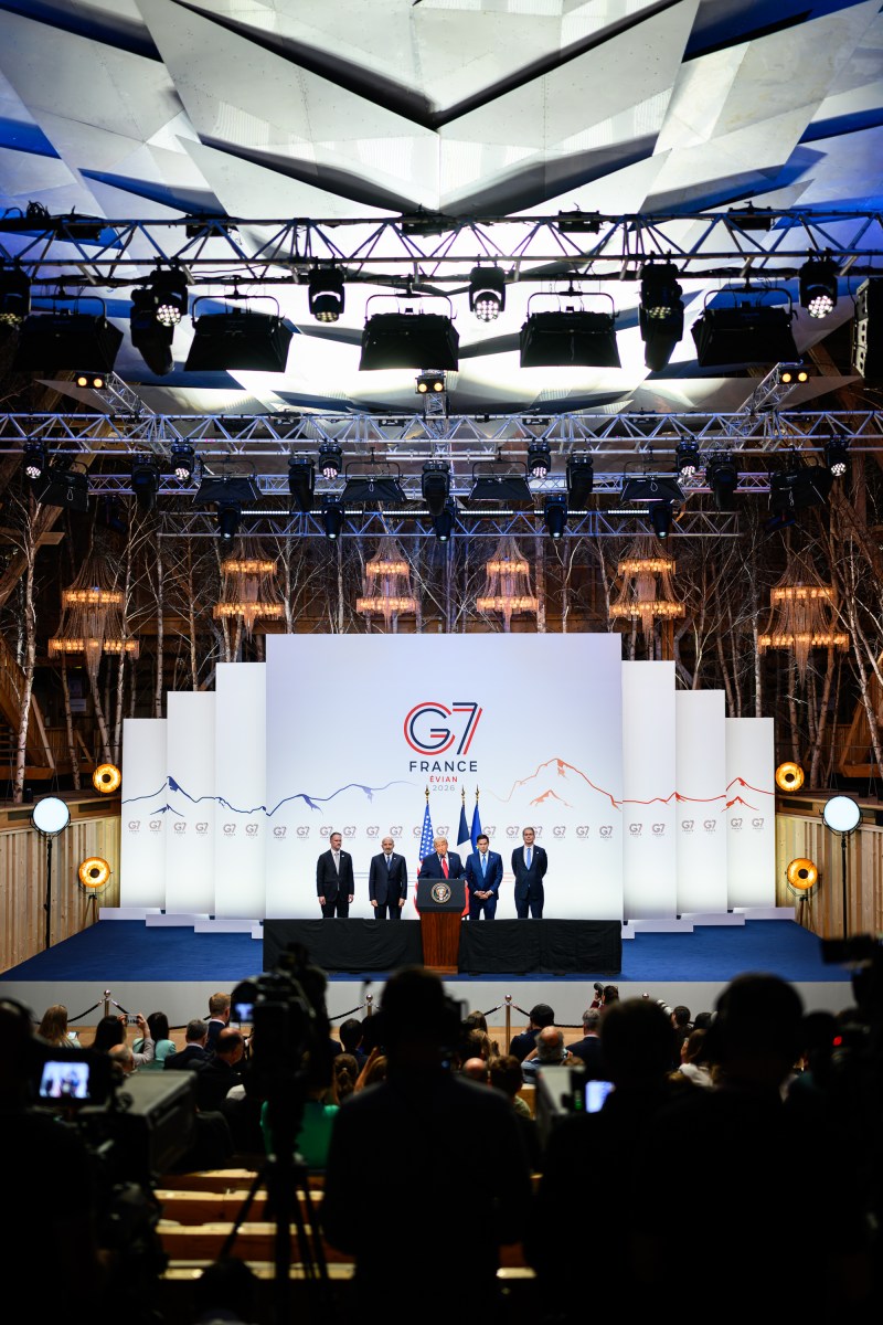President Donald J. Trump participates in a press conference at the G7, Wednesday, June 17, 2026, at La Grange au Lac in Evian-les-Bains, France. (Official White House Photo by Daniel Torok)