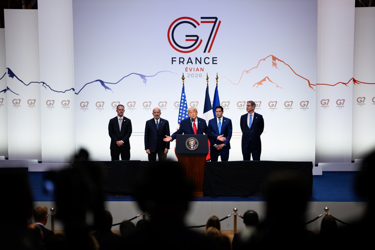 President Donald J. Trump participates in a press conference at the G7, Wednesday, June 17, 2026, at La Grange au Lac in Evian-les-Bains, France. (Official White House Photo by Daniel Torok)