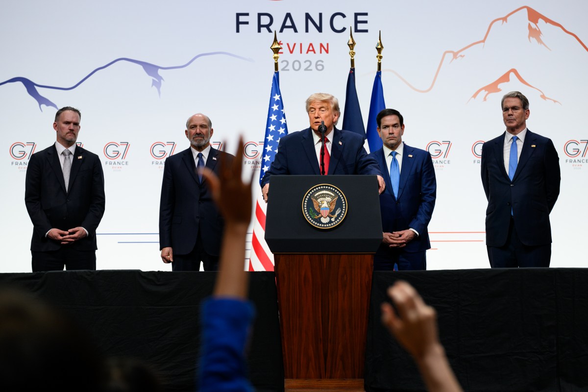 President Donald J. Trump participates in a press conference at the G7, Wednesday, June 17, 2026, at La Grange au Lac in Evian-les-Bains, France. (Official White House Photo by Daniel Torok)