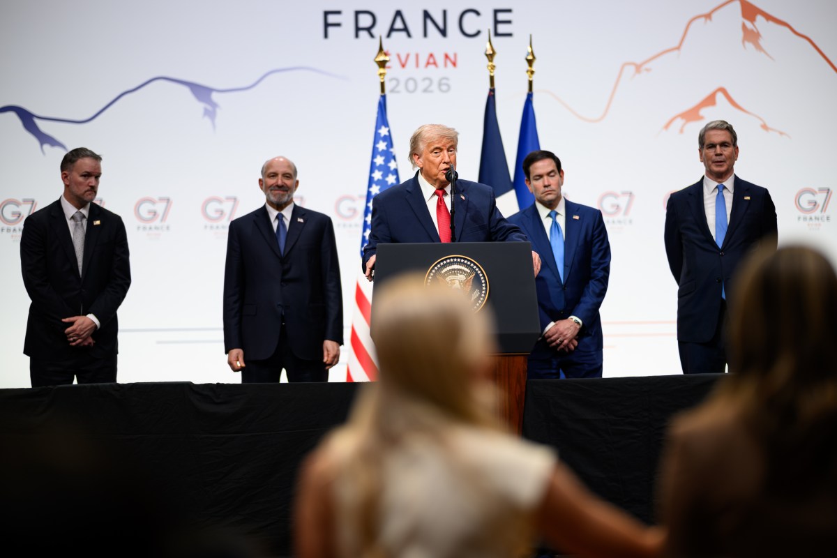 President Donald J. Trump participates in a press conference at the G7, Wednesday, June 17, 2026, at La Grange au Lac in Evian-les-Bains, France. (Official White House Photo by Daniel Torok)