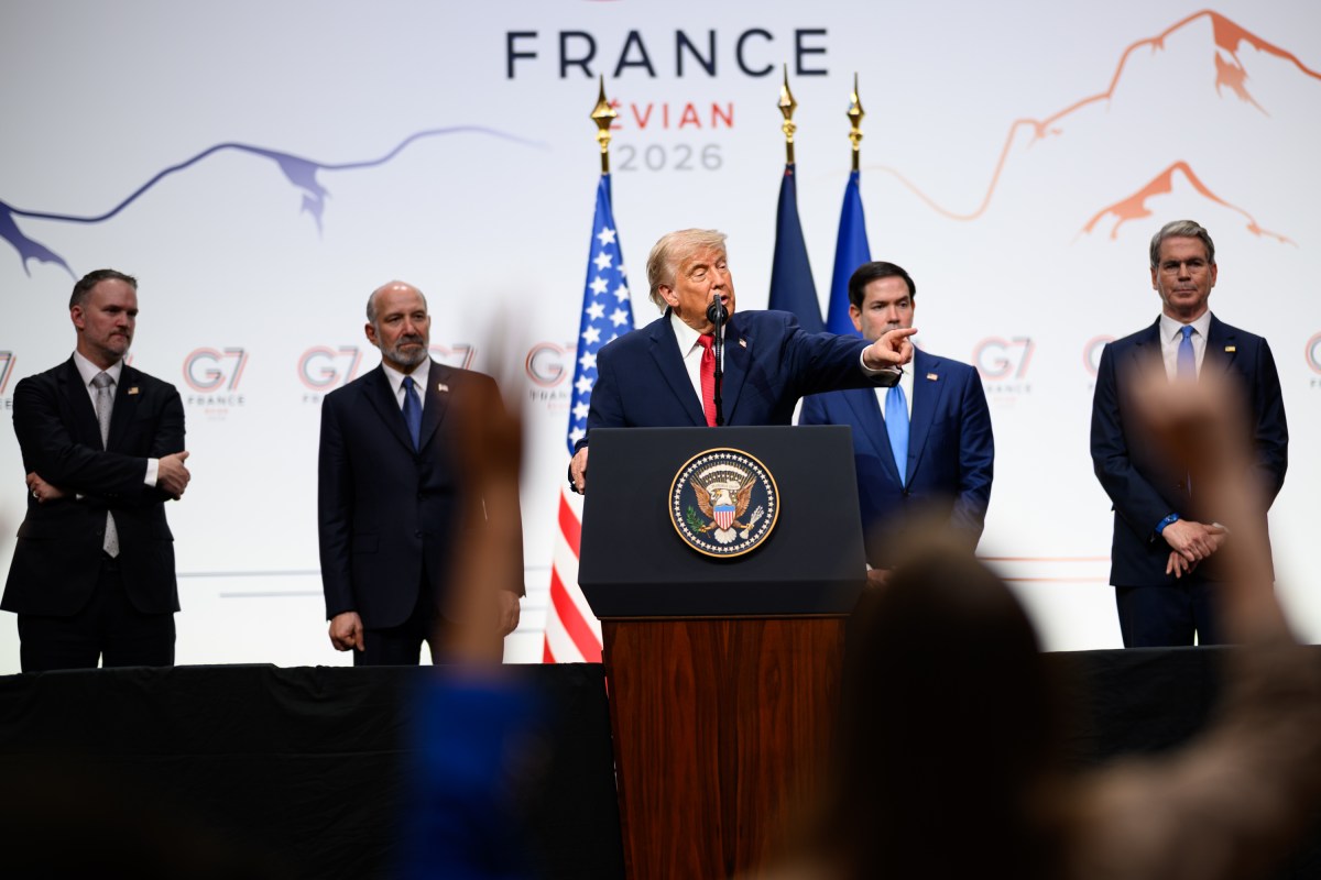 President Donald J. Trump participates in a press conference at the G7, Wednesday, June 17, 2026, at La Grange au Lac in Evian-les-Bains, France. (Official White House Photo by Daniel Torok)