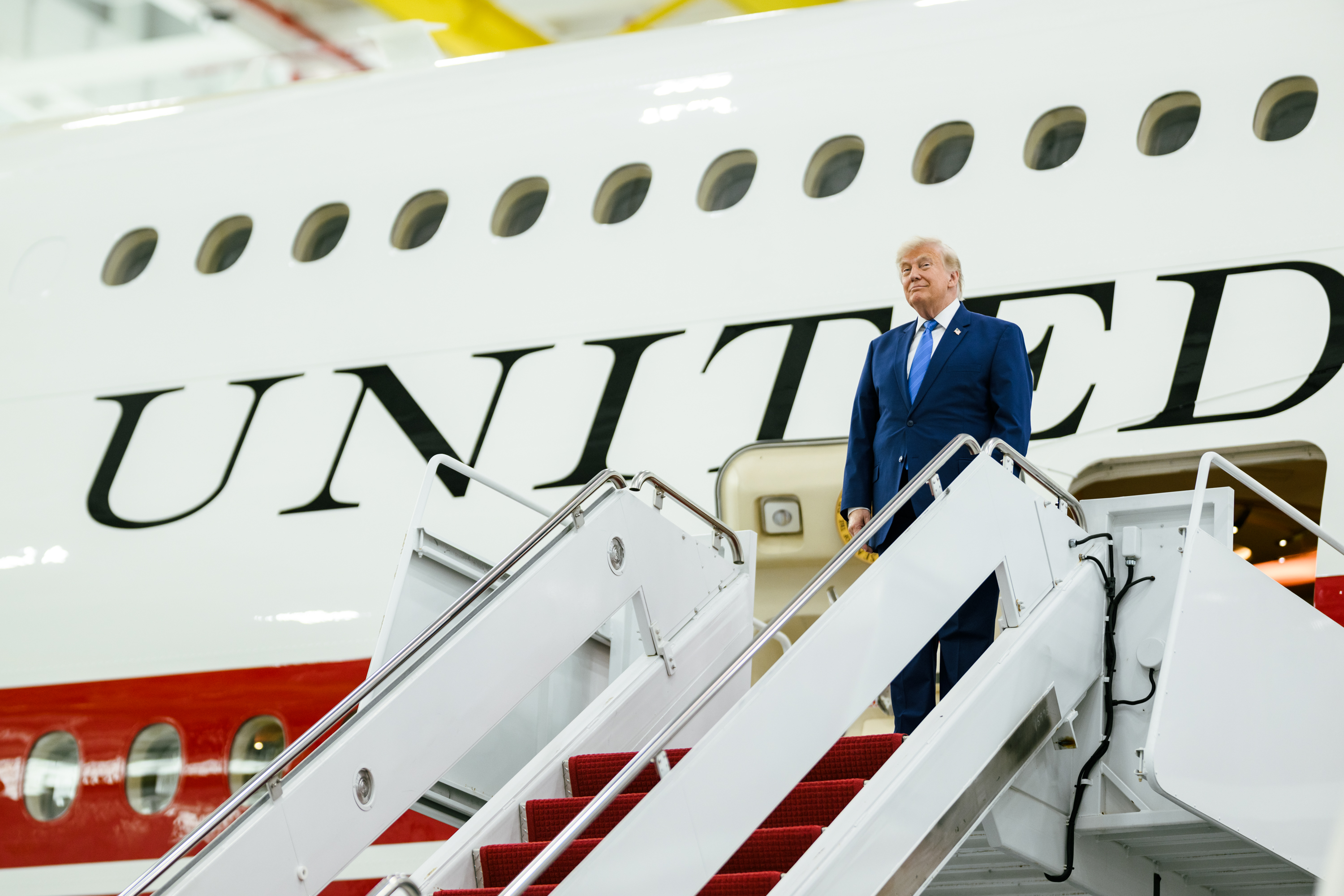President Donald J. Trump tours the new Air Force One at Joint
