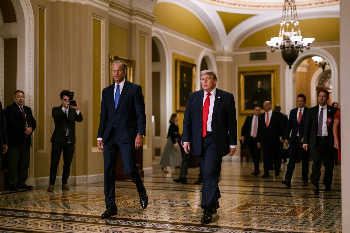 President Donald J. Trump greets Senate Majority Leader John Thune (R-SD) at the U.S. Capitol in Washington, D.C. on Wednesday, June 24, 2026, before a Senate Steering Committee luncheon meeting with GOP leadership after cancelling a signing ceremony for a major bipartisan housing bill, the 21st Century ROAD to Housing Act. (Official White House Photo by Joyce N. Boghosian)
