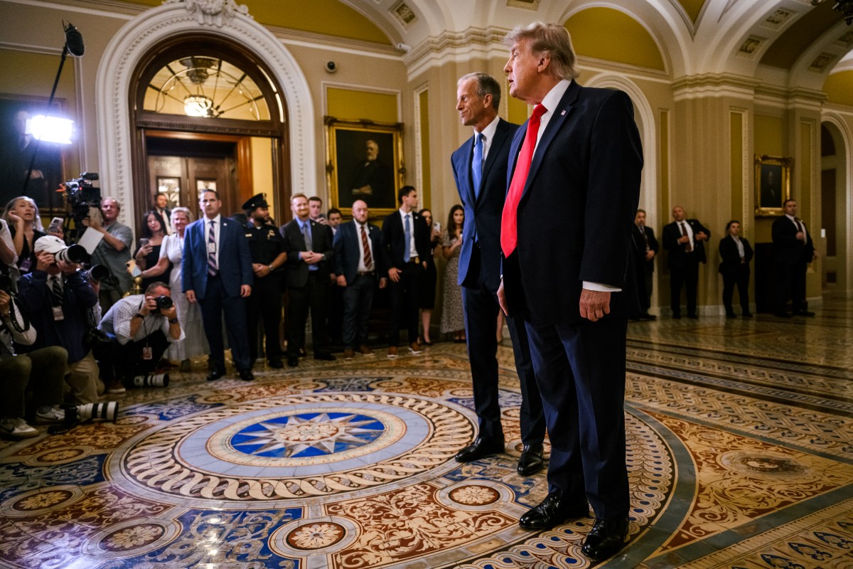 President Donald J. Trump speaks with members of the media alongside Senate Majority Leader John Thune (R-SD) at the U.S. Capitol in Washington, D.C. on Wednesday, June 24, 2026, before a Senate Steering Committee luncheon meeting with GOP leadership. (Official White House Photo by Joyce N. Boghosian)