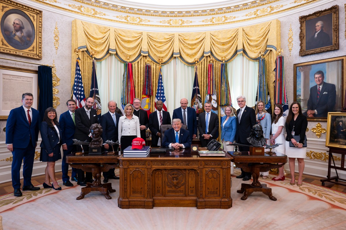 President Donald J. Trump speaks to the press  during a presentation of the Religious Liberty Commission Report in the Oval Office, Friday, June 26, 2026. (Official White House Photo by Joyce N. Boghosian)