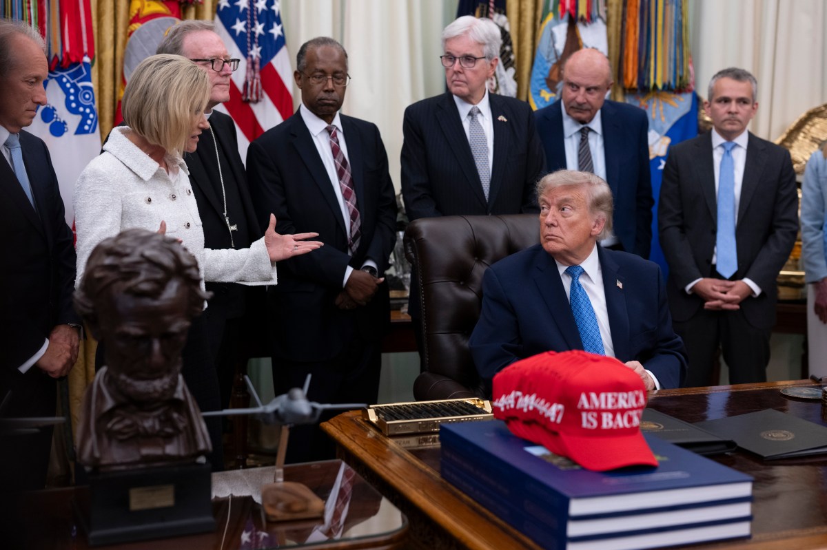 President Donald J. Trump speaks to the press  during a presentation of the Religious Liberty Commission Report in the Oval Office, Friday, June 26, 2026. (Official White House Photo by Joyce N. Boghosian)