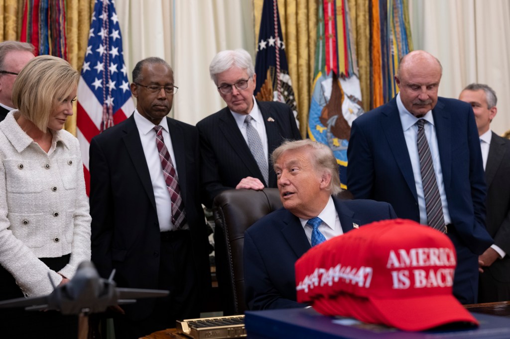President Donald J. Trump speaks to the press  during a presentation of the Religious Liberty Commission Report in the Oval Office, Friday, June 26, 2026. (Official White House Photo by Joyce N. Boghosian)