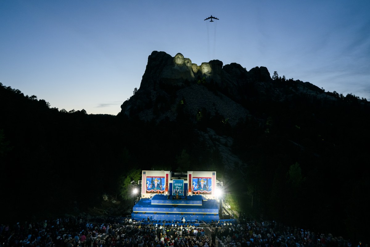 Military aircraft perform flyovers before President Donald J. Trump delivers remarks at the Fourth of July celebration at Mount Rushmore National Memorial, Friday, July 3, 2026, in Keystone, South Dakota. (Official White House Photo by Daniel Torok)