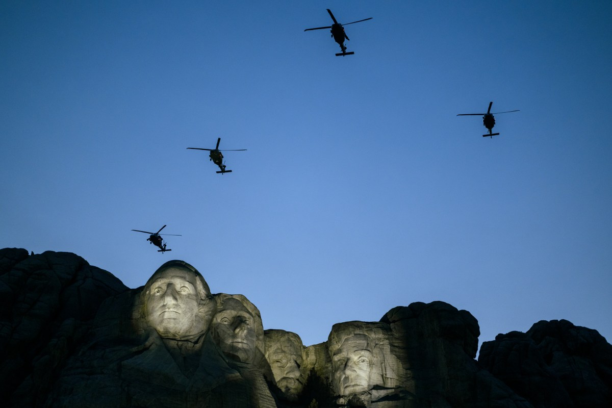 Military aircraft perform flyovers before President Donald J. Trump delivers remarks at the Fourth of July celebration at Mount Rushmore National Memorial, Friday, July 3, 2026, in Keystone, South Dakota. (Official White House Photo by Daniel Torok)